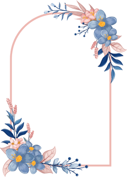 Blue Flower Arrangement with watercolor style png