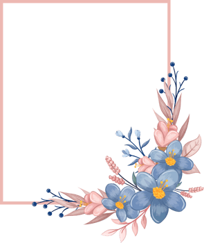 Blue Flower Arrangement with watercolor style png