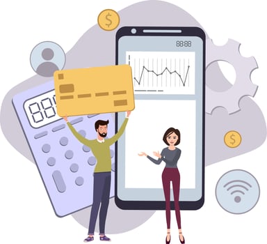 Banking services in a smartphone. Vector. vector