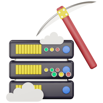 3d cloud server data mining icon illustration png