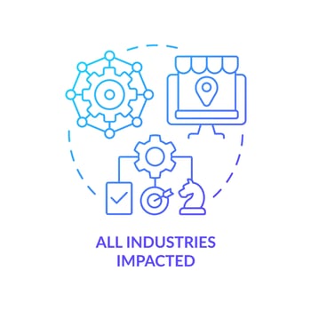 All industries impacted blue gradient concept icon vector