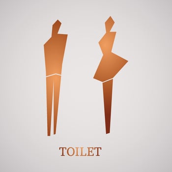 Toilet Sign Men and Women in orange, wc, bathroom, vector signs