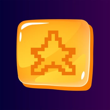 Star glossy ui button with pixelated icon vector