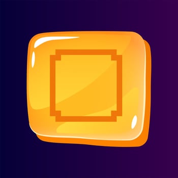 Full stop glossy ui button with pixelated icon vector
