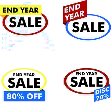 Mega sale posters tag label collection, end of year discount banners set vector