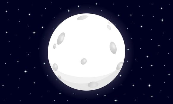 Sweet dreams. Moonlight on galaxy night background. Vector illustration.