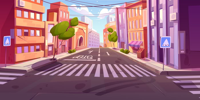 City crossroad, empty transport intersection zebra vector