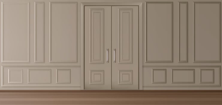 Interior in luxury victorian style, wall and door vector