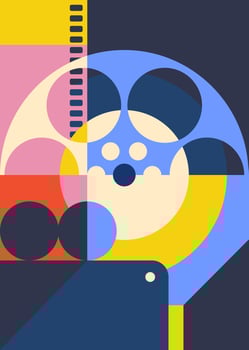 Poster with film projector. vector