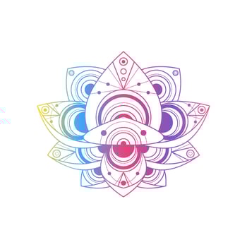 Lotus flower with geometric pattern vector linear illustration