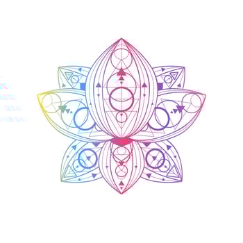 Lotus flower with geometric pattern vector linear illustration