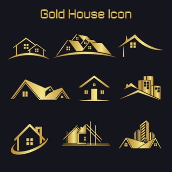 Golden house logo icon, Home Logo Design, vector