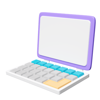 3d laptop computer monitor isolated. minimal concept, 3d render illustration png