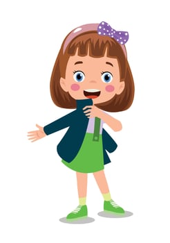Cute little boy wearing clothes get dressed daily routine activity vector
