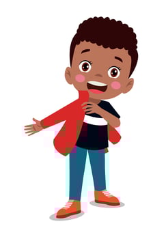 Cute little boy wearing clothes get dressed daily routine activity vector
