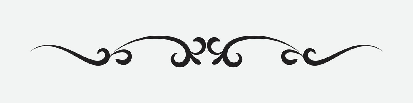 ornamental filigree flourish, thin divider. Classical vintage element, vector illustration