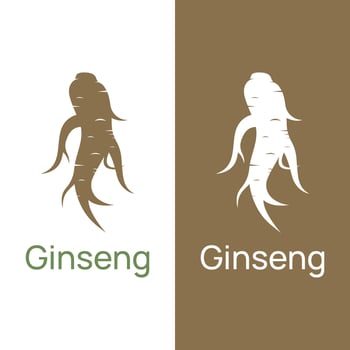 Logo design of natural ginseng herb plant and leaves.Logo for business, herbal,floral. vector
