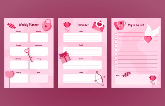 Valentine Journal Templates vector