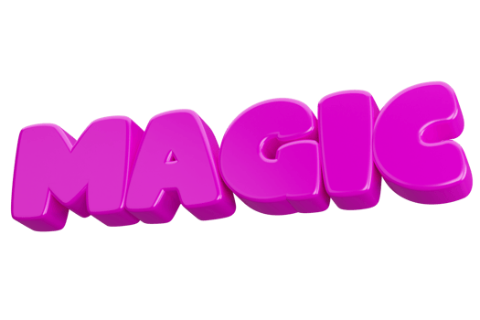 magic 3d word text png
