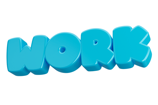 work 3d word text png