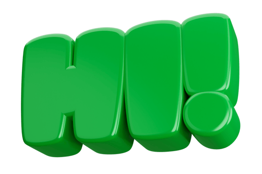 hi 3d word text png