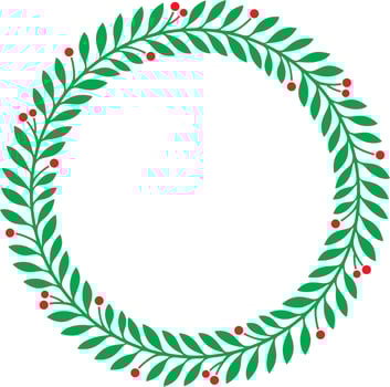 Christmas Holly Wreath Color. Vector Illustration. New Year Icon.