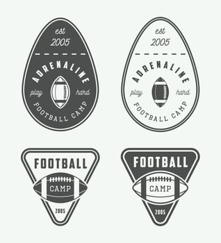 Set of vintage rugby and american football labels, emblems and logo. Vector illustration