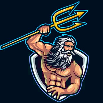 poseidon mascot logo esport gaming. neptune mascot logo illustration. vector