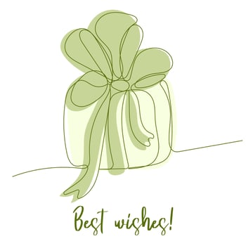Best wishes. Cute gift box with bow on white background vector