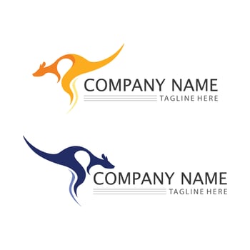 kangaroo animal logo and design vector illustrtion