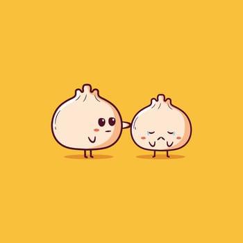 Cute Illustration Of Sad dimsum cartoon vector