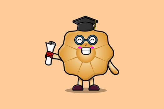 Cookies cute cartoon clever student with pencil vector