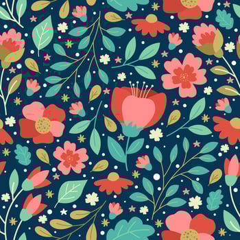 Blooming Flower And Floral Seamless Pattern Background vector