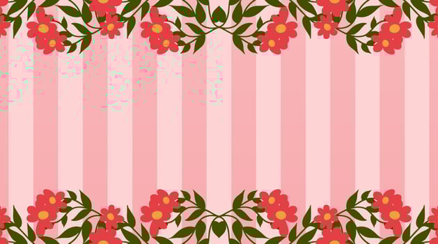pink background, with ornate vector illustration of flowers