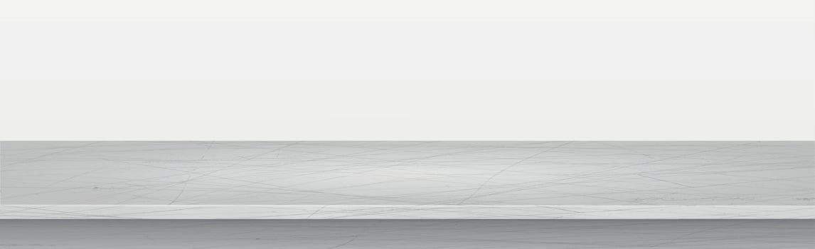 Gray concrete stone countertop on white panoramic background, promotional web template - Vector