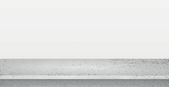Gray concrete stone countertop on white panoramic background, promotional web template - Vector