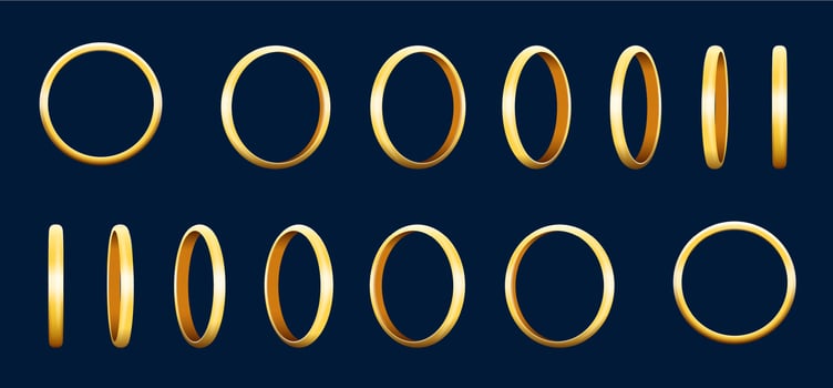 3d golden ring rotate animation game sprite sheet vector