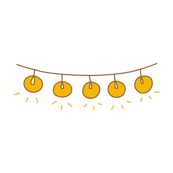Garland with yellow glowing bulbs. Vector colorful icon