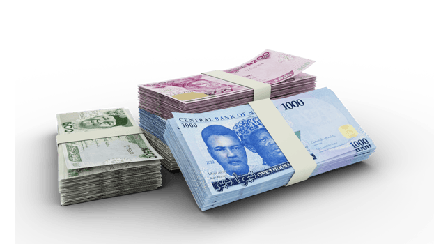 3D Stacks of New Nigerian naira notes png