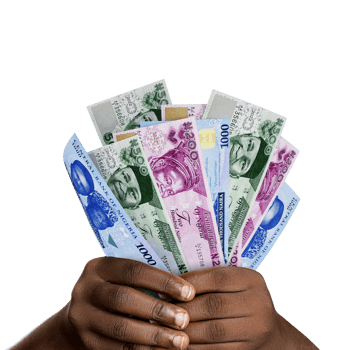 Black hands holding new 3D rendered Nigerian naira notes. closeup of Hands holding various Nigerian currency notes png