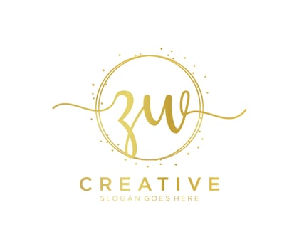 Initial ZW feminine logo. Usable for Nature, Salon, Spa, Cosmetic and Beauty Logos. Flat Vector Logo Design Template Element.