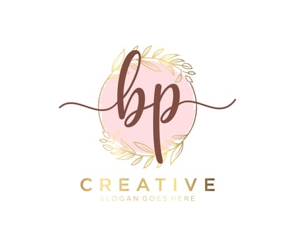 Initial BP feminine logo. Usable for Nature, Salon, Spa, Cosmetic and Beauty Logos. Flat Vector Logo Design Template Element.