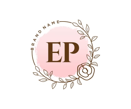 Initial EP feminine logo. Usable for Nature, Salon, Spa, Cosmetic and Beauty Logos. Flat Vector Logo Design Template Element.