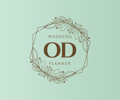 OD Initials letter Wedding monogram logos collection, hand drawn modern minimalistic and floral templates for Invitation cards, Save the Date, elegant identity for restaurant, boutique, cafe in vector