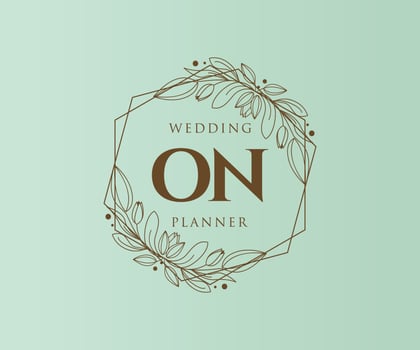 ON Initials letter Wedding monogram logos collection, hand drawn modern minimalistic and floral templates for Invitation cards, Save the Date, elegant identity for restaurant, boutique, cafe in vector