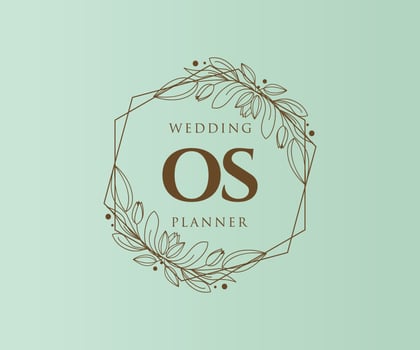 OS Initials letter Wedding monogram logos collection, hand drawn modern minimalistic and floral templates for Invitation cards, Save the Date, elegant identity for restaurant, boutique, cafe in vector