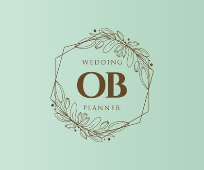 OB Initials letter Wedding monogram logos collection, hand drawn modern minimalistic and floral templates for Invitation cards, Save the Date, elegant identity for restaurant, boutique, cafe in vector
