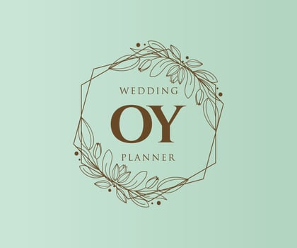 OY Initials letter Wedding monogram logos collection, hand drawn modern minimalistic and floral templates for Invitation cards, Save the Date, elegant identity for restaurant, boutique, cafe in vector