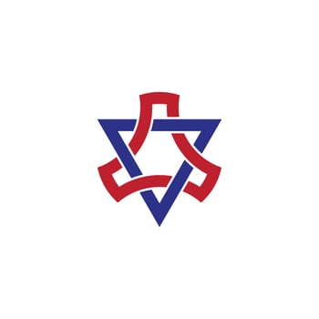 letter v triangles stars curves simple geometric logo vector