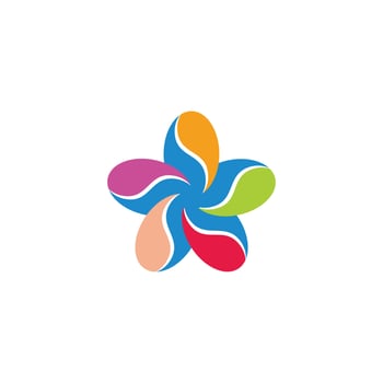 colorful flowers watercolors liquid splash curves logo vector